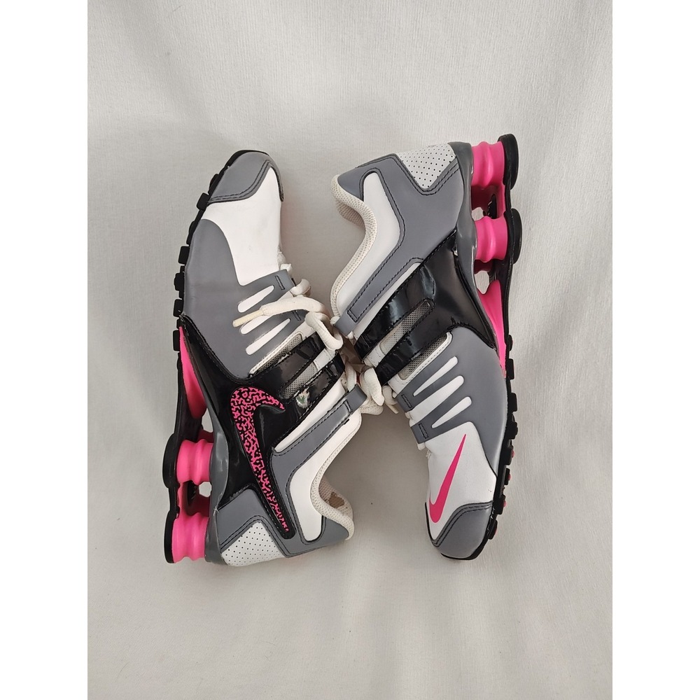 Nike Shox 639657-104 Hot Pink Running Women's 8.5 Shoes White Black 2015 - Picture 9 of 13